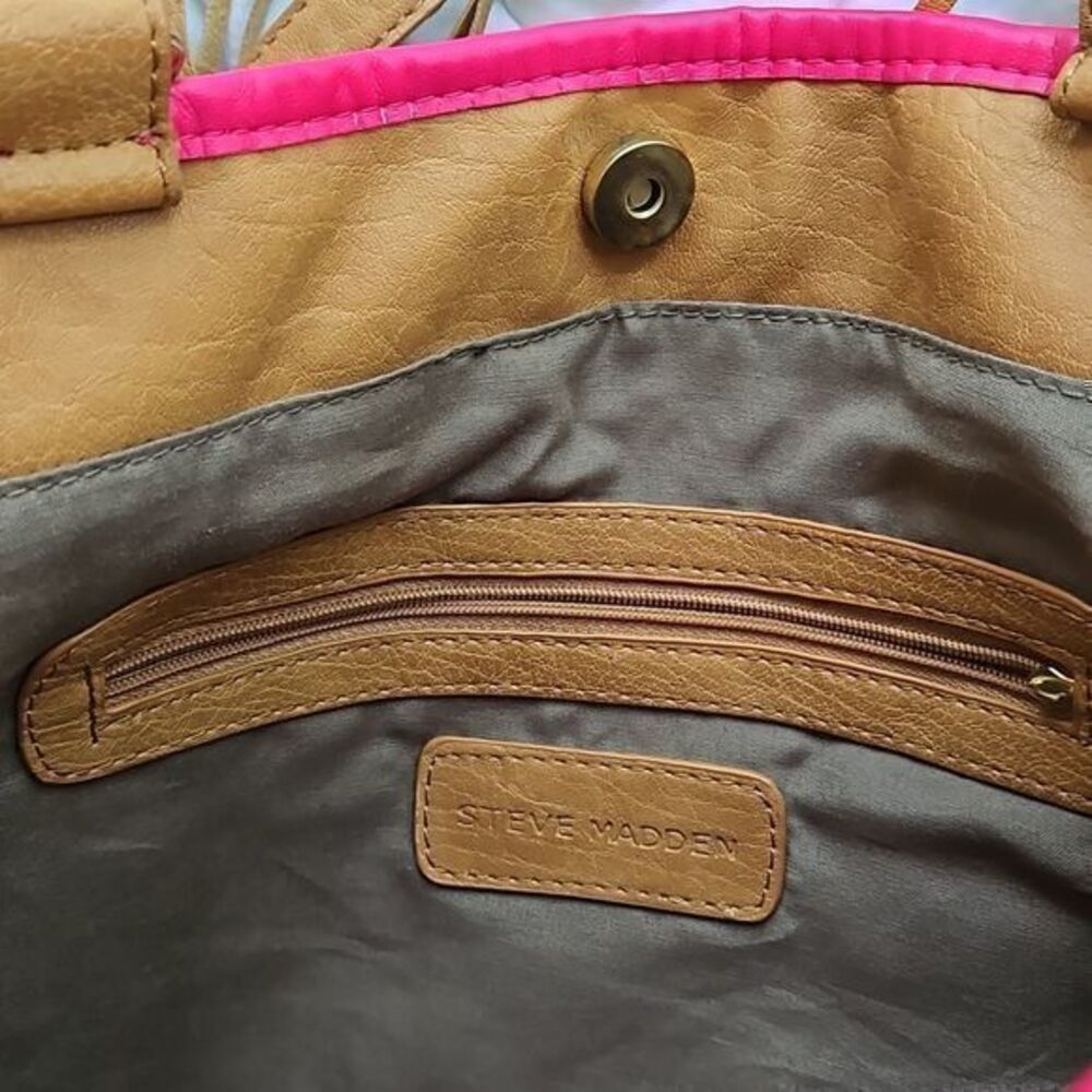 Steve Madden Pink and Tan Shoulder Bag with Fringe - Picture 10 of 16